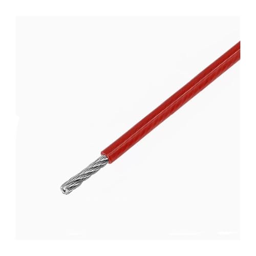 7 Farben PVC-beschichtetes Edelstahl 304 Drahtseilkabel 2 mm Durchmesser for Wäscheleine, Garten(Red,50m) von LYCCS