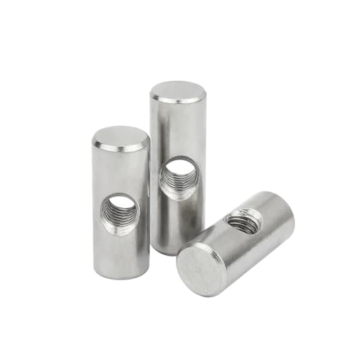 M4/M5/M6 304 Edelstahl Kreuzloch Zylindermutter Schrauben Zylinderstift Dübel Holzmöbel Eingebettete Verriegelungs Langmutter(OD6 M4x30(4PCS)) von LYCCS