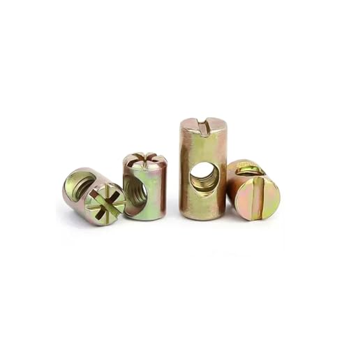 M6/M8 Hammer Eingebettete Mutter Zylinderschrauben Farbe Zink Stahl Horizontale Lochmutter for Möbel Betten Krippe Holz Stuhl(M6x10mm-20pcs) von LYCCS