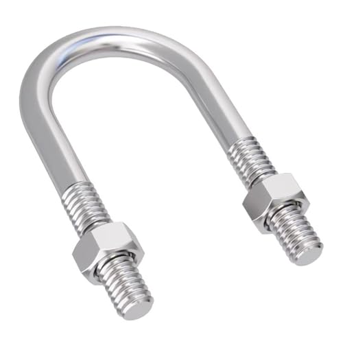 U-förmiger verlängerter Schraubenbolzen aus Edelstahl 304, Befestigungsclip for Rohrschellen M6/M8/M10(M6X60X80mm-2set) von LYCCS