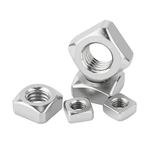 Vierkantmuttern aus Edelstahl 304, M3-M12, metrische Mutter, DIN557(M4-50Pcs) von LYCCS