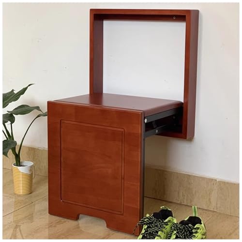 LYCDPYCD An Der Wand Montierter Klapphocker Unsichtbarer Wandstuhl for Zuhause Schuhwechselhocker for Den Eingangsbereich Massiver Holzhocker (Red) von LYCDPYCD