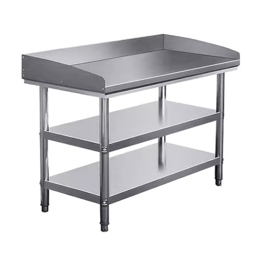 LYCDPYCD Doppelte Küchenwerkbank Aus Edelstahl Mit Blende Und Nudel-Arbeitsplatte Schneidetisch Dreiseitig Umlaufendes Geschwungenes Design Sturzsicherer Zubereitungstisch(80x60x80cm) von LYCDPYCD