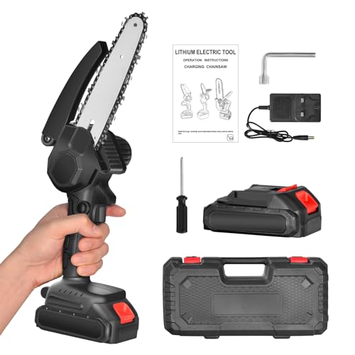 Mini kettensäge 4 Zoll Mini Kettensäge Mit Akku Elektrische Einhand-Kettensäge Elektrische Hand-Kettensäge Mit Auto Öler für Wald Garten Tree Pruning Wood Cutting von LYCEBELL
