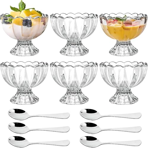 LYCN Eisbecher Glas Set, 6pcs Dessertschalen Dessertgläser mit Fuß Eiscreme Schalen 150ml Kleinschale klare Snackbecher für Obstsalat Milchshakes Pudding LYCN Eisbecher Glas Set, 6pcs Dessertschalen Dessertgläser mit Fuß Eiscreme Schalen 150ml Kleinschale klare Snackbecher für Obstsalat Milchshakes Pudding von LYCN