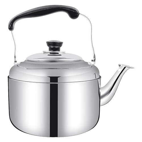 Wasserkocher Camping Pfeifkessel, 5 Liter Teekessel aus Edelstahl mit Ausgießer und coolem, faltbarem, ergonomischem Griff, Teekanne für Kaffee, Milch, Tee von LYCN
