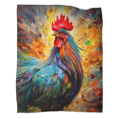 Bunter Hahn Decke 3D Druck AI Animals Couchdecke Sofadecke Fleecedecke Tagesdecke Flauschig Warm Weichen Flauschig Bett Decken Kuscheldecke Für Mädchen Jungen 60x80inch(150x200cm) von LYCREW