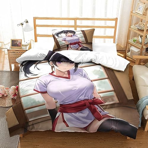 LYCREW AI Anime Girls Bettwäsche 3 Teilig Sexy Bettwäsche Set Mit Reißverschluss Bettbezug Und Kissenbezug Für Erwachsene Teenager Kinder Single（135x200cm） von LYCREW