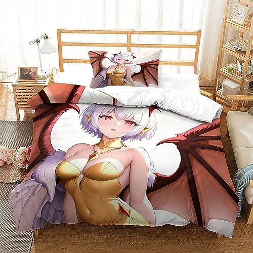 LYCREW AI Anime Girls Bettwäsche-Set Aus Weicher Mikrofaser Mit 3D-Druck,Sexy Reißverschluss Und Kissenbezügen Für Kinder Und Jugendliche Single（135x200cm） von LYCREW