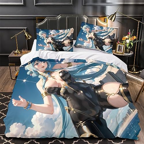 LYCREW AI Anime Girls Bettwäsche Set Bettbezug 3D Sexy Bedruckte Betten Für Kinder Jungen Mädchen Thema Raumdekor Kuschelig 3 Teilig Sets King（220x240cm） von LYCREW