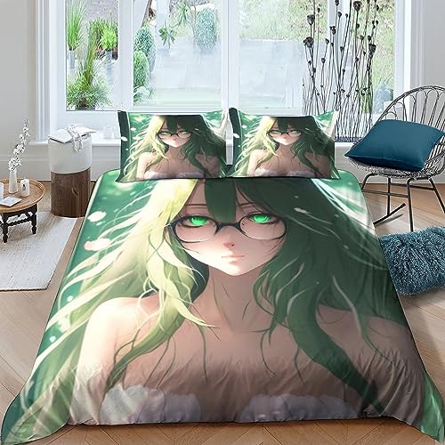 LYCREW AI Anime Girls Tröster Startseite Satz, Kinder Sexy Bettwäsche Satz Bettbezug Für Jugendliche Jugend Schlafzimmer Dekor 3 Teilig Sets Double（200x200cm） von LYCREW