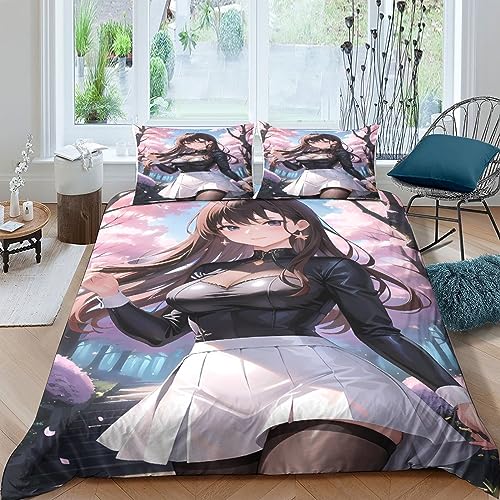 LYCREW AI Anime Girls Weiches Und Bequemes Sexy Bettwäsche-Set Mit 3D-3-teiliges Set Inklusive Kissenbezüge Und Reißverschlussschluss,geeignet Für Jugendliche Und ErwachseneDouble（200x200cm） von LYCREW