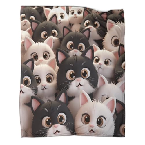 Niedliche Katze Wohndecke 3D Druck AI Animals Couchdecke Sofadecke Fleecedecke Kuscheldecke Flauschig Warm Weichen Flauschig Bett Decken Tagesdecke Für Mädchen Jungen 60x80inch(150x200cm) von LYCREW