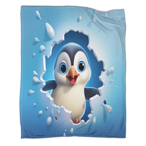 Niedlicher Pinguin Decke Fleecedecke 3D Druck AI Animals Sofadecke Couchdecke Tagesdecke Bett Decken Flauschig Warm Weichen Flauschig Kuscheldecke for Erwachsene Kinder 60x80inch(150x200cm) von LYCREW