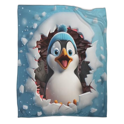 Niedlicher Pinguin Wohndecke Sofadecke 3D Druck AI Animals Fleecedecke Couchdecke Kuscheldecke Flauschig Warm Tagesdecke Bett Decken Weichen Flauschig Für Mädchen Jungen 60x80inch(150x200cm) von LYCREW