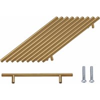 10 Stück T-Griff, Schranktür-Set aus gebürstetem Edelstahl, Hardware für Küchenschränke, Ziehgriff-Lochmitten 128 mm, Gold - Lycxames von LYCXAMES