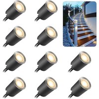 10LED LED-Einbauleuchten für den Außenbereich, IP67 wasserdicht, Einbau-Downlights für Holzterrassendecken, 0,6 w DC12 v, warm Weiß, von LYCXAMES