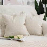 2er-Set, dekorative Kissenbezüge aus weichem Leinen, luxuriöser Stil, für das Schlafzimmersofa, Hellbeige, 40 x 40 cm von LYCXAMES