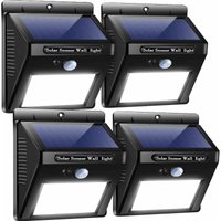 Lycxames - 4 Stück Solarleuchten für den Außenbereich, 30 LEDs, solarbetriebene Außenstrahler mit Bewegungssensor, kabellose Wandleuchten, von LYCXAMES