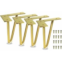 4 Stück robuste Möbelbeine aus Metall mit Schrauben für Schrank, Tisch, Sofa, TV-Ständer, Kommode (18 cm, Gold) von LYCXAMES