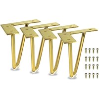 4 Stück robuste Möbelbeine aus Metall mit Schrauben für Schrank, Tisch, Sofa, TV-Ständer, Kommode (20 cm, Gold) von LYCXAMES