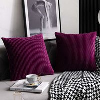 45 cm x 45 cm violette Kissenbezüge: 2er-Pack original gestreifter quadratischer dekorativer Samt-Kissenbezug für Schlafzimmersofa - Lycxames von LYCXAMES