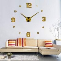 DIY-Wanduhr, diy moderne stumme große Wanduhr 3D-Aufkleber Home Office Dekor Geschenk (Größe 90 cm – 1,8 m selbstanpassende Größe) (Gold) - Lycxames von LYCXAMES