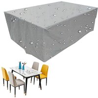 Gartenmöbel-Abdeckung, 210D Oxford-Stoff, Möbelschutzhülle, wasserdichte Gartentisch-Abdeckung, Schutzplane mit Seil, Silber, 180 x 150 x 80 cm von LYCXAMES