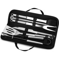 Lycxames - Grillbesteck-Set, 9-teiliges Grillbesteck aus Edelstahl mit Aufbewahrungsbox/Spatel/Gabel/Zange/Messer/Spieße und Bürste für von LYCXAMES