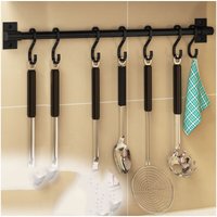 Industrielle Küchenbar, 50 cm Wand-Topfregal für die Küche, Topfregal aus Eisen mit 7 Haken für Utensilien, Bratpfannen - Lycxames von LYCXAMES