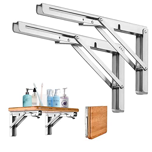 Klappkonsole Schwerlast 500MM, LYCXAMES 2 Stück Edelstahl Wandhalter Tisch Klappregalhalterungen Bücherregal Regal Klammern Klappträger für Bänke und Regale Platzsparende DIY Halterung von LYCXAMES