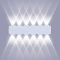 LED Innenwandleuchte 12W Weiß Moderne Lampe, Up Down Spot Wandleuchte Aluminium Kaltweißes Licht 6000K, 31cm Wandbeleuchtung für Schlafzimmer von LYCXAMES