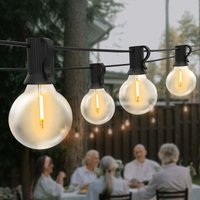 LED-Lichterkette, Außen-Lichterkette mit 15x G40-Birnen, IP45 wasserdichte Außen-Innen-Lichterkette für Garten, Terrasse, Café, warmweiß von LYCXAMES