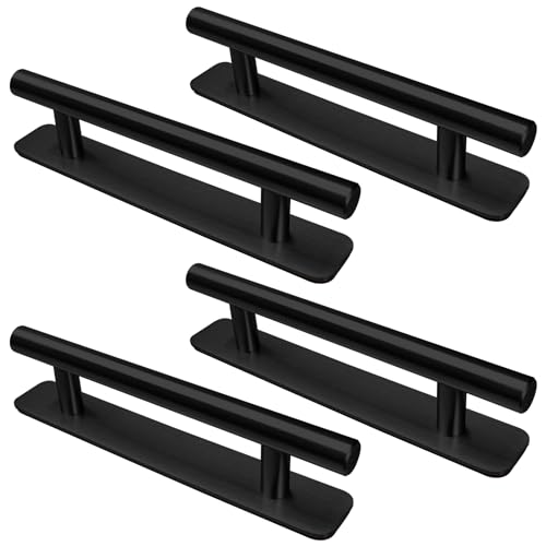 LYCXAMES 4 Stück Selbstklebende Möbelgriffe, Edelstahl Schrankgriffe, Ohne Bohren Griffe, Türgriffe, Schubladengriffe für Küchenschränke, Schiebetüren, Balkontür, Fenster, 128mm, Schwarz LYCXAMES 4 Stück Selbstklebende Möbelgriffe, Edelstahl Schrankgriffe, Ohne Bohren Griffe, Türgriffe, Schubladengriffe für Küchenschränke, Schiebetüren, Balkontür, Fenster, 128mm, Schwarz von LYCXAMES