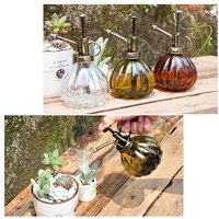 LYCXAMES Glas-Gießflasche, Vintage-Stil, groß, winddicht, 16 cm, mit bronzefarbener Kunststoffpumpe, Einhand-Gießkanne, Glasflasche für den Garten von LYCXAMES