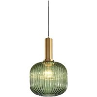 LYCXAMES Industrielle Vintage-Pendelleuchte aus geripptem Glas, Deckenleuchte mit poliertem Messing-Finish, Kronleuchter, Hängelampe für Esszimmer, von LYCXAMES