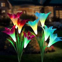 Solar-Gartenleuchten für den Außenbereich, 8 mehrfarbige LED-Solarleuchten mit Lilienblüten, Garten, Terrasse, Garten, (blau und lila) - Lycxames von LYCXAMES