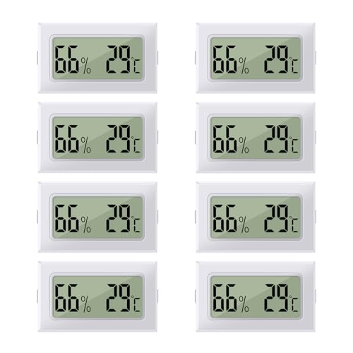 LYCXAMES Thermometer Hygrometer, 8pcs Mini LCD Digital Hygrometer Thermometer, 2in1 Innen Außenfeuchtemessgerät Temperaturmesser, Thermo Hygrometer für Gewächshaus Keller von LYCXAMES