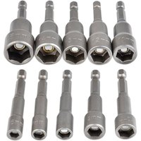 10-teiliges Bohrer-Innensechskant-Steckschlüssel-Set, magnetisch, 1/4 Innensechskant, Steckschlüssel-Adapter, 6–15 mm Steckschlüssel-Adapter-Werkzeug von LYCXAMES