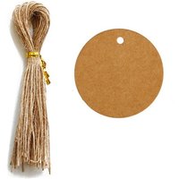 Lycxames - 100 Stück Kraft-Etiketten, Geschenkanhänger, runde Etiketten, 3 x 3 cm, Kraft-Etiketten, leere Etiketten für Hochzeit, Geburtstag, von LYCXAMES