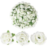Lycxames - 100 Stücke 3cm Künstliche Blütenköpfe Rosenköpfe blumen Seide Klein deko für Hochzeit Feste Partei Haus diy Basteln---weiß von LYCXAMES