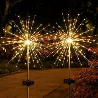 105 LED-Starburst-Lichter, Feuerwerk, Wegleuchte, warmweiß, IP65 wasserdicht, Solar-Gartenleuchte für Gehweg, Rasen, 2 Stück. - Lycxames von LYCXAMES