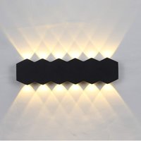 12W led Innenwandleuchte Schwarz Moderne Lampe, Up Down Spot Aluminium Wandleuchte Warmweißes Licht 3000K, 31cm Wandbeleuchtung für Schlafzimmer von LYCXAMES