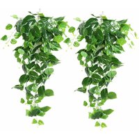 2 Stück künstliche Hängepflanzen, 90 cm, gefälschte hängende Efeu-grüne Scindapsus-Blätter für die Heimdekoration - Lycxames von LYCXAMES