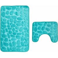 Lycxames - 2er-Set maschinenwaschbare, rutschfeste Badematte und WC-Vorleger für Badezimmer (50 x 80 + 40 x 50 cm) – Grün von LYCXAMES