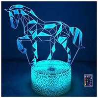 3D Illusion Lampe Art Deco 3D led Lampe Fernbedienung 7/16 Farben ändern Nachtlicht USB-betrieben Kindergeschenk Geburtstag Weihnachtsgeschenk--Pferd von LYCXAMES