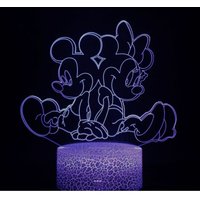 Lycxames - 3D-Illusionslampe Mickey Minnie Mouse 3D-Nachtlicht – mit Fernbedienung, 16 Farbwechsel, Gaming-Raum-Headset-Dekoration, bestes von LYCXAMES