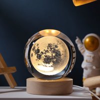 Lycxames - 3D-Kristallkugel-Nachtlicht, Mond, LED-Nachtlicht für Kinder mit Holzsockel, Galaxie-Nachtlicht, Geschenk, neuartige Raumdekoration Lycxames - 3D-Kristallkugel-Nachtlicht, Mond, LED-Nachtlicht für Kinder mit Holzsockel, Galaxie-Nachtlicht, Geschenk, neuartige Raumdekoration von LYCXAMES