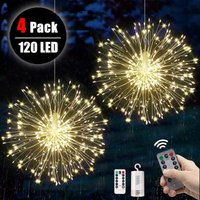 4 Stück Starburst-Feuerwerkslichter, 120 LEDs, Kupferdraht-Feuerwerk mit Fernbedienung, 8 Modi, wasserdicht, für Zuhause, Garten, 4 Stück - Lycxames von LYCXAMES