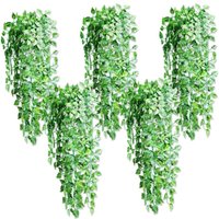 Lycxames - 5 Stück künstliche Hängepflanzen, 90 cm, grüne Scindapsus-Blätter, zum Aufhängen, künstlicher Efeu zur Dekoration von LYCXAMES